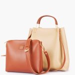 Metal Handle Dual Bag - Cream
