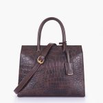 Crocodile Vintage Hand Bag - Dark Brown