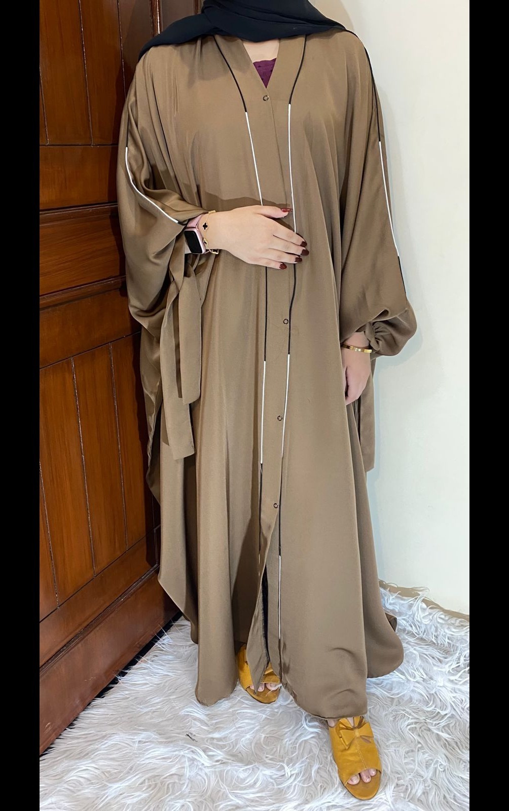 Elegant Baggy Nida Abaya – Camel Brown